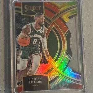 2023-24 Panini Select - Premier Level Damian Lillard #Tie-Dye Prizm Die-Cut /25